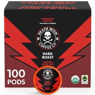 Death Wish Coffee, Dark Roast Single-Serve Pods, USDA Organic and Fair Trade, 100 Count
