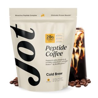 Jot Collagen Peptide Coffee – 20g Hydrolyzed & Bioactive Peptides & 170mg Caffeine – Clinically-Studied Peptides Support Skin, Hair, Nails, Bones & Joints – Hot or Iced – Cold Brew (15 Servings)