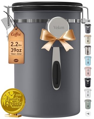 Veken Coffee Canister, Airtight Stainless Steel Storage Container