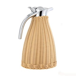 Thermal Coffee Carafe with Faux Rattan Protector