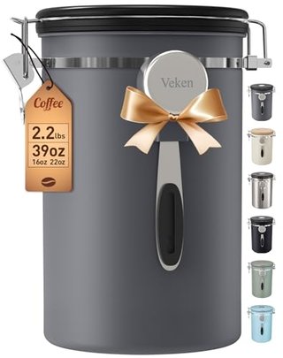 Veken Coffee Canister, Airtight Stainless Steel Storage Container