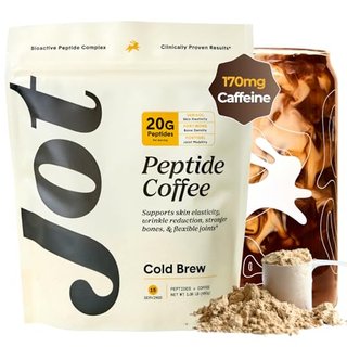 Jot NEW Collagen Coffee Powder with Boost and Benefits - 20g Hydrolyzed Collagen Peptides & 170mg Caffeine - Protein Coffee Powder that Supports Skin, Bones & Joints - Hot or Iced - 15 Servings