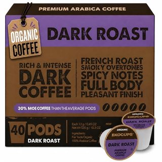 EKOCUPS Organic Dark Roast Coffee Pods