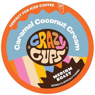 Crazy Cups Flavored Coffee for Keurig K-Cup Machines, Coconut Caramel Hot or Iced Coffee, 22 Single Serve, Recyclable Pods