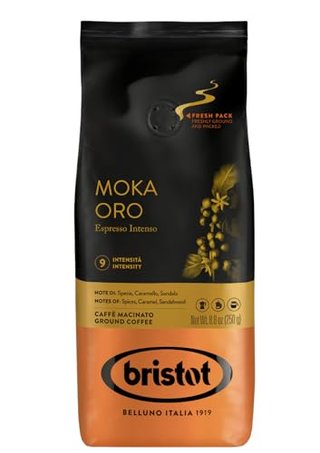Bristot Moka Oro Ground Coffee – Italian Espresso – Medium Roast