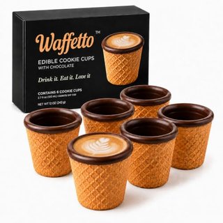 Waffetto Edible Coffee Cups - Chocolate-Lined Cookie Cups