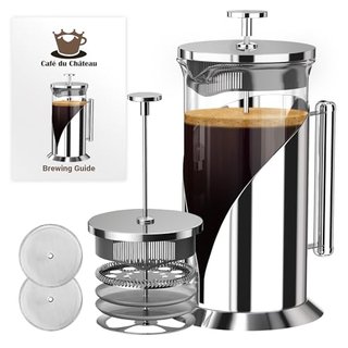 Cafe Du Chateau Stainless Steel French Press Coffee Maker