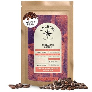 Tanzanian Peaberry Coffee Whole Bean - Single Origin Medium Light Roast