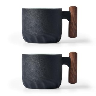Ceramic Espresso Cups with Wooden Handle