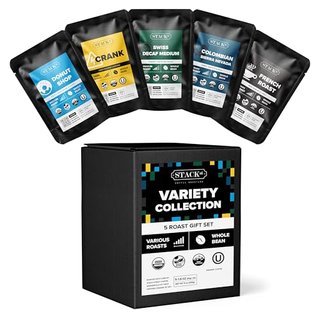 Stack Street Organic Gourmet Coffee Gift Sample Set - Specialty Variety Box Whole Bean Sampler