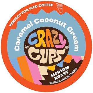 Crazy Cups Flavored Coffee for Keurig K-Cup Machines, Coconut Caramel Hot or Iced Coffee, 22 Single Serve, Recyclable Pods