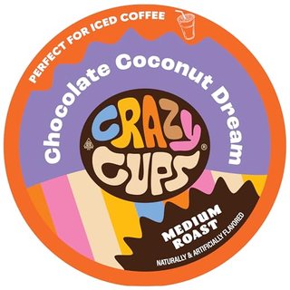 Crazy Cups Flavored Coffee for Keurig K-Cup Machines, Chocolate Coconut Dream, Hot or Iced Drinks, 22 Single Serve, Recyclable Pods