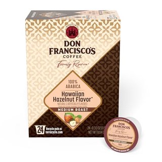 Don Francisco's Hawaiian Hazelnut Flavored Coffee Pods, 24 Count, Medium Roast, Compatible with Keurig Brewers