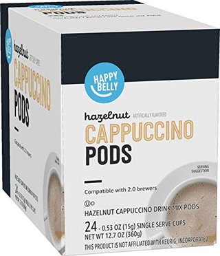 Happy Belly Light Roast Cappuccino Coffee Pods, Hazelnut Flavored