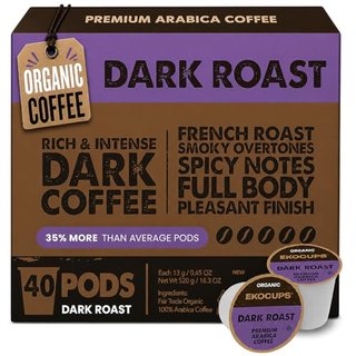 EKOCUPS Organic Dark Roast Coffee Pods